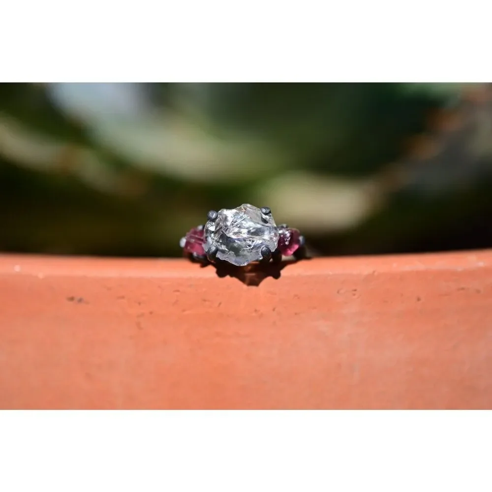 Alternative engagement ring pink tourmaline clear lake county diamond